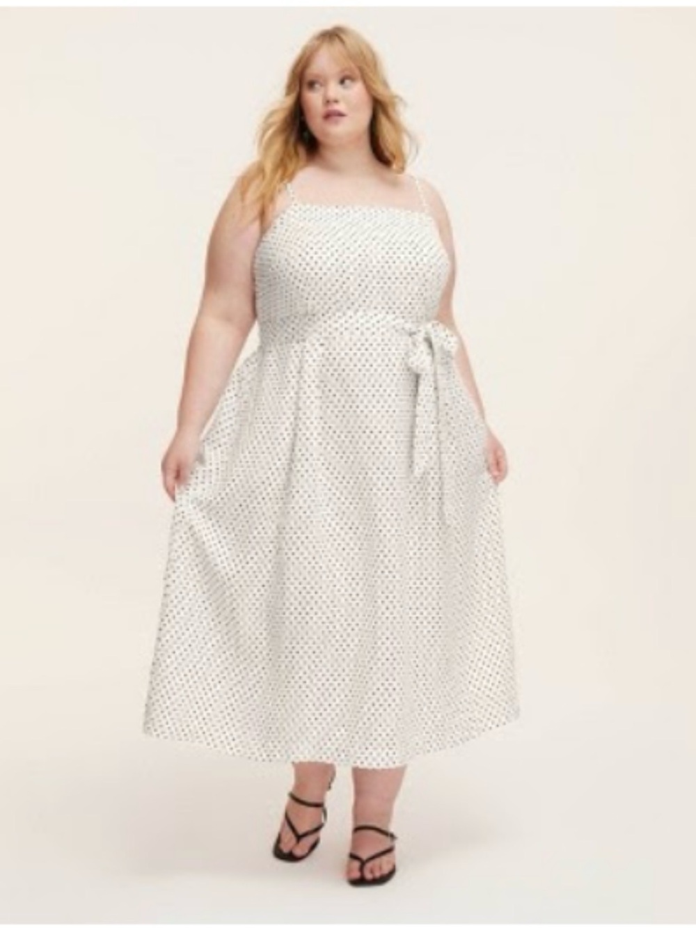 Kate Spade Target White Polka Dot Tie-Waist Midi Dress